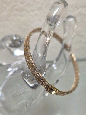 10K Yellow & White Gold Woven Stretch Bracelet - made in Italy ~ Beautiful!